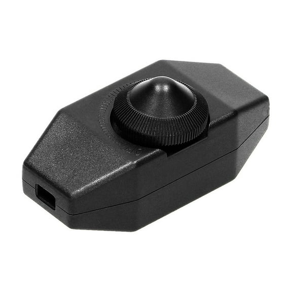 Rotary ON/OFF Inline Dimmer Switch with Knob Control, Rated Current 1A, Voltage 220V, Overheat Protection, For Indoor Lamp Wiring (Black)