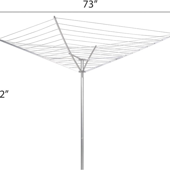 Rotary Outdoor Umbrella Drying Rack | Aluminum Arms and Steel Post | 12-Lines with 165 ft. Clothesline