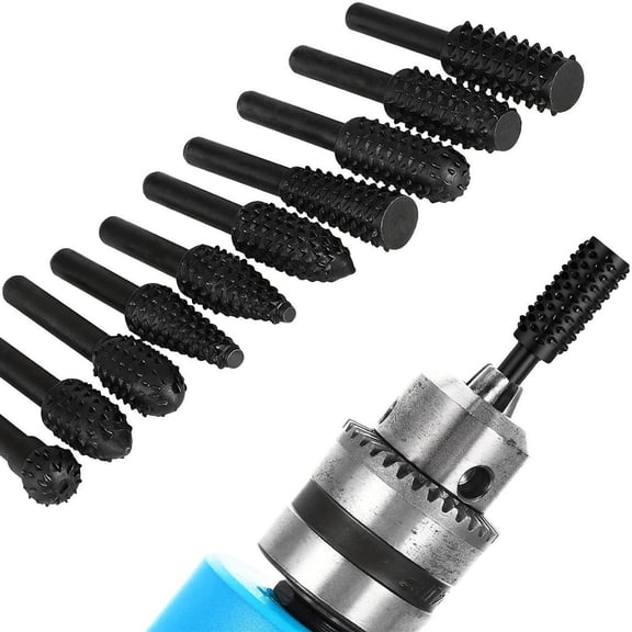 Rotary Rasp Drill Bit Set, 10 Pcs 1/4" 6Mm Carbide File Drill Bit, Wood Carving tools, Drilling Equipment for Woodworking, Metalworking, and Jewelry Making