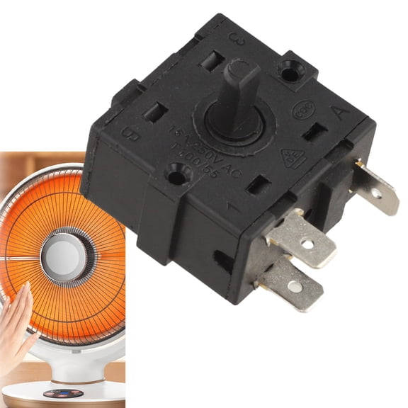 Rotary Remote Head Temperature Control Switch For Space Heater Fans, 3-Pin And 5-Pin Compatible Gear Switch With ABS Construction For Precise Heating Adjustment(C)