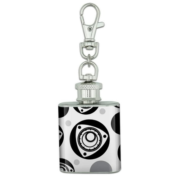Rotary Rotor Engine RX-7 RX-8 Stainless Steel 1oz Mini Flask Key Chain