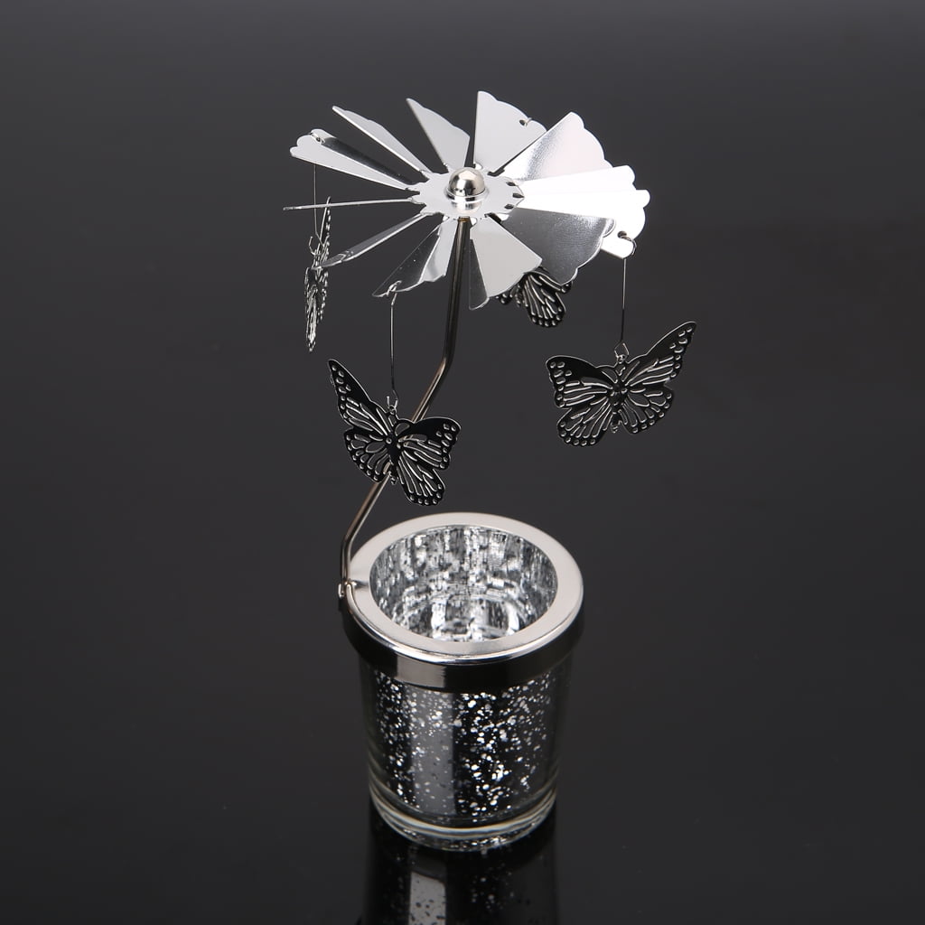 Rotary Spinning Tealight Candle Metal Tea Light Holder Carousel Home ...