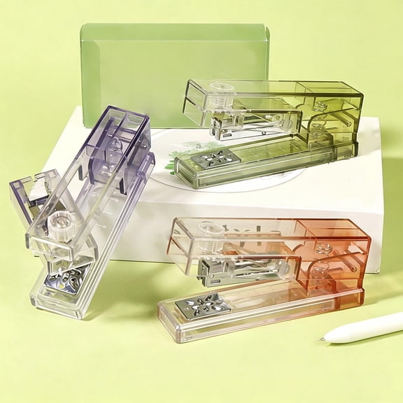 Rotary Stapler 360 Degree Rotating, Transparent Gradient Portable Handheld with 400 Staples, 8 Binding Directions by PALIFEUR