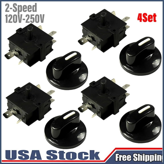 Rotary Switch Knob 4-Position 3-Speed 120-250V 15A Fan Heater Speed Selector 4X