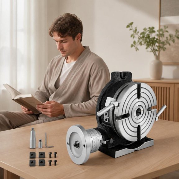 Rotary Table, 8Inch, HV8 Horizontal Vertical, Precision 3Mt, for Milling Drilling Boring, with Vernier Reading