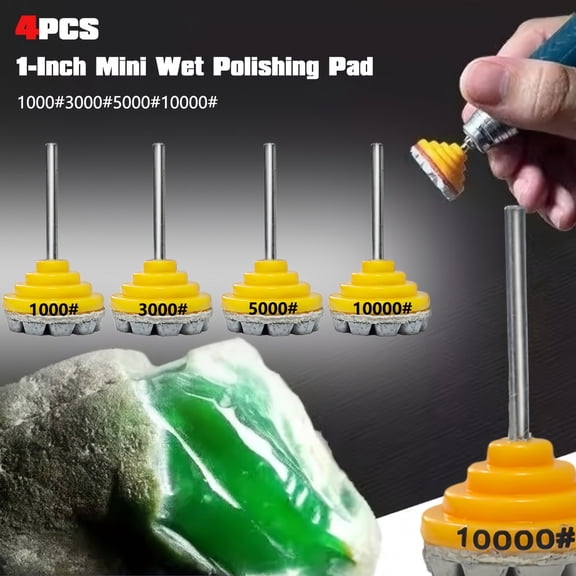 Rotary Tool Accessories, Diamond Abrasive Pads 4-Pack 1000# 3000# 5000# 10000#, Tile Polishing Edge Grinding Bits, Marble Granite Quartz Stone Polishing Pads, 2X1X2 Inch Resin