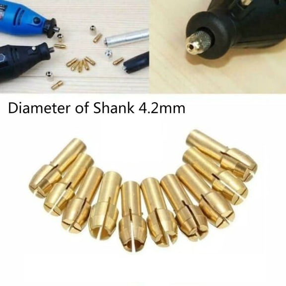 Rotary Tool Chuck Set 0.5-3.2mm, 10 Pcs Brass Collet Nut Kit with 4.2mm Shank for Electric for Mini Grinder