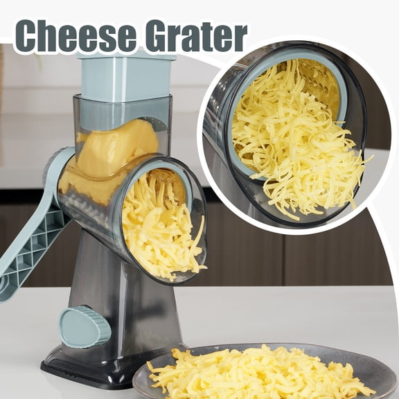 Rotary Vegetable Cutter Slicer Rotary Cheese Grater Food Chopper Wave Spiral Slicer for Kitchen (Transparent Blue)