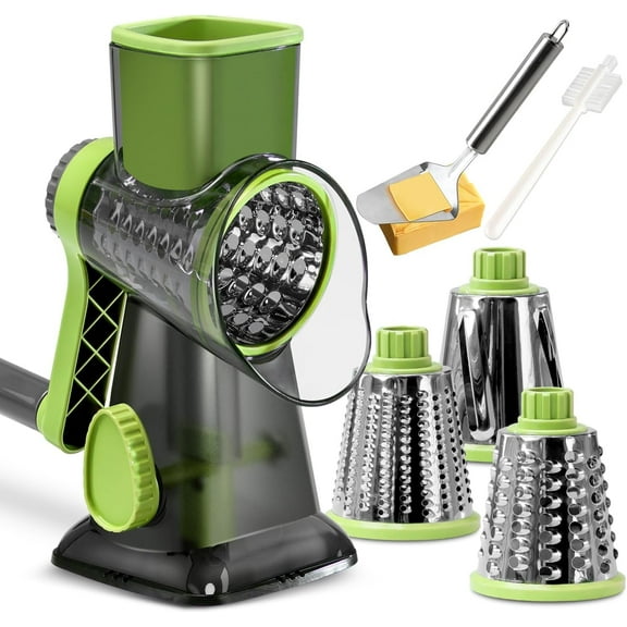 Rotary cheese grinder, cheese chopper, slicer 3 variable blades