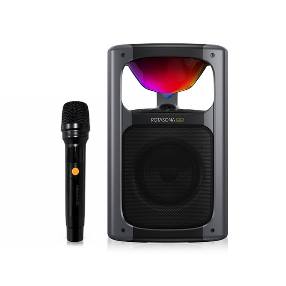 Rotasona Portable Party Speaker 360Surround Sound Bluetooth Speaker with Deep Bass 35W Wireless Karaoke Speaker with Mic/Guitar Input RGB Light Effects TWS Pairing for Outdoor/ Home
