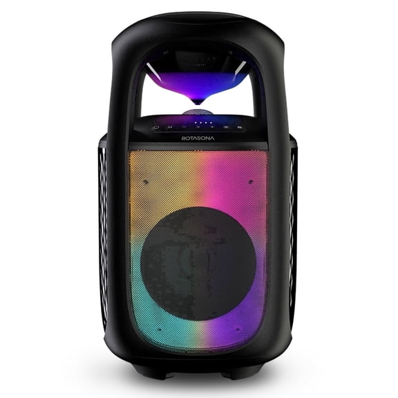 Rotasona Portable Party Speaker 360°Surround Sound Bluetooth Speaker with Deep Bass 65W Wireless Karaoke Speaker with Mic/Guitar Input RGB Light Effects TWS Pairing for Outdoor/ Home