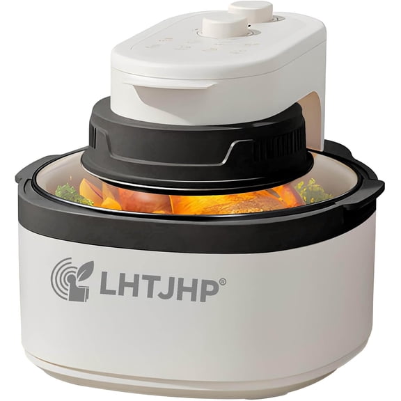 Rotatable 8-in-1 Air Fryer Toaster Oven Combo 7.5QT Large Glass Air Fryer, Rapid HotAir Tech, Family-Size Smart Cooker, Trending Modern Kitchen Essential for Healthy Meals (Off-white)