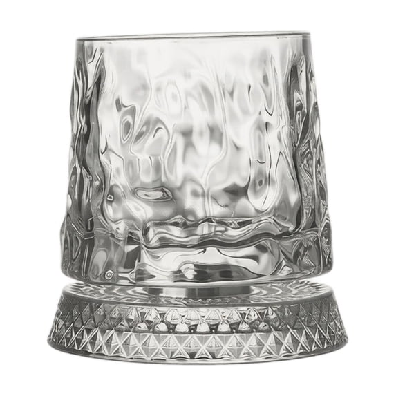 Rotatable 9 Oz Whiskey Glass 360 Degree Spinning Crystal with Decorative Base for Bourbon Cocktails Home Drinking Clear 1 Piece Cup 1 Piece Base Set