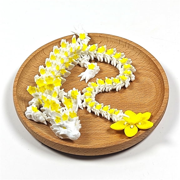 Rotatable Articulated Dragon 3D Printed Cherry Blossom Dragon Simulation Animal Model Crystal Dragon Home Office Decor