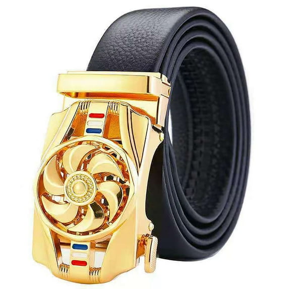 Rotatable Automatic Buckle Adjustable Men Belt Faux Leather Luxury Business Belt Fashion Accessories