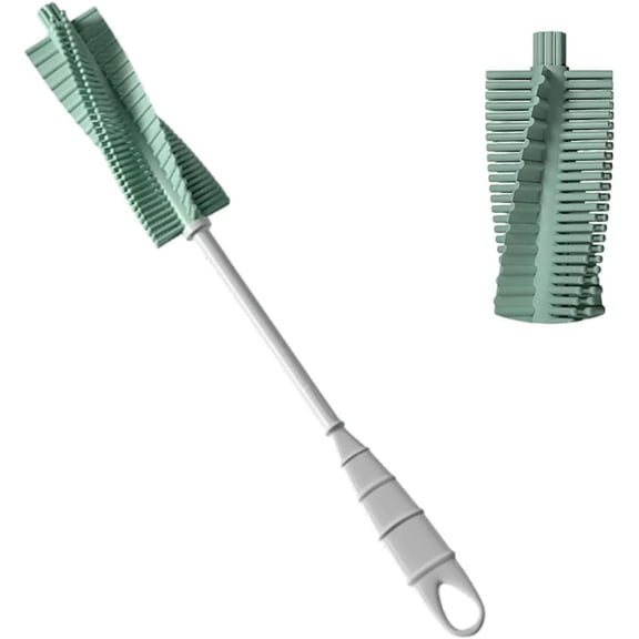 Rotatable Bottle and Pacifier Brush, Long Handle, Soft Bristles, for Newborns, Pink Green