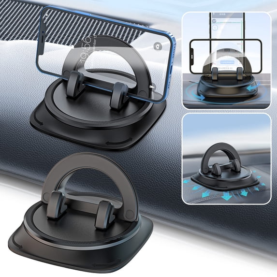 Rotatable Car Dashboard Phone Mount, 360-Degree Adjustable Mobile Holder with Strong Suction Pad, Universal Navigation Stand for Smartphones, Vehicles, GPS and Safe Driving Use