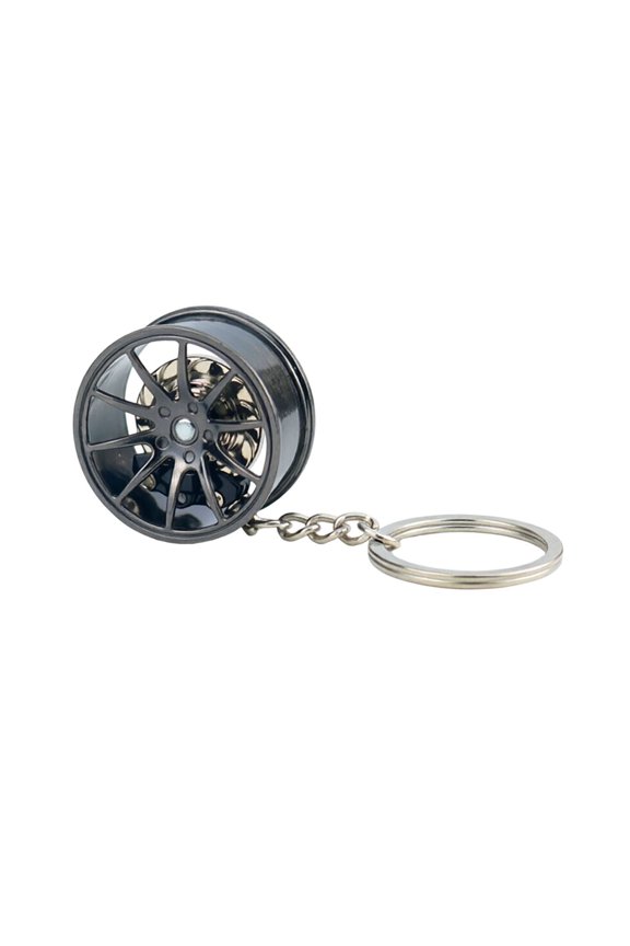 Rotatable Car Wheel Keychain - Colorful Mini Wheel Hub Pendant with Key Ring, Pocket Size, Realistic Detail for Backpacks, Car Keys & Automotive Gift