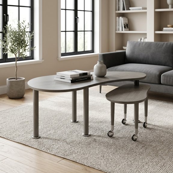 Rotatable Coffee Table with Storage Shelf - Modern 2-Tier Design