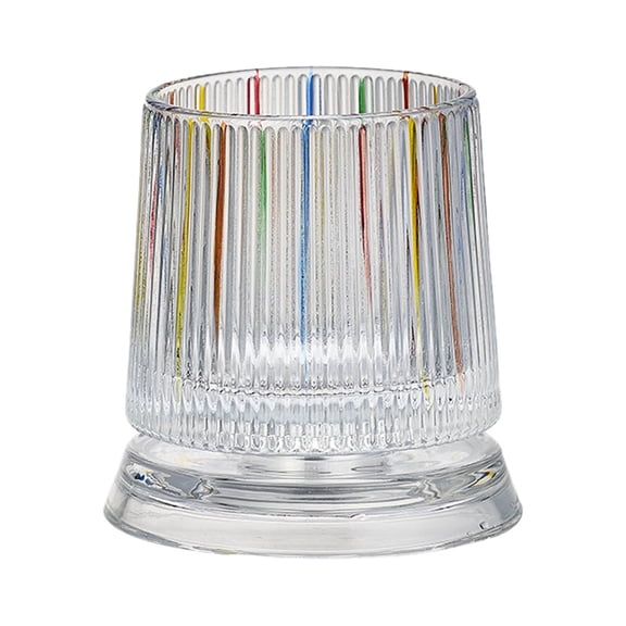 Rotatable Color Hand-Painted Tumbler Weighted Stable Base Embossed Clear Drinking Glass For Juice Home Bar Party Gift(Pattern H-Clear)