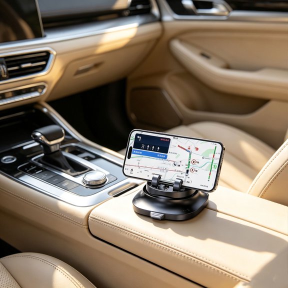 Rotatable Dashboard Car Phone Holder Anti‑Shake Vehicle Phone Mount With Built‑in Parking Number Plate 45°Tilt Adjustable Cell Phone Stand for Car Dashboard