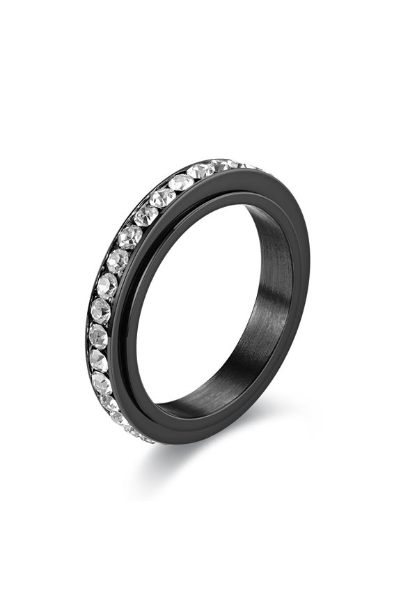 Rotatable Decompression Ring, Stainless Steel Geometric Unisex Ring, Hip Hop Style, Natural New Year Ring