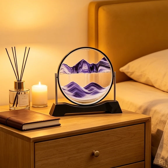 Rotatable Dynamic Sand Art, Flowing Sand Painting, Desk Ornament, Creative Gift, Stress Relief, Quicksand Scenery, Rotating Hourglass, Glass Display, Office Decor, Unique Present