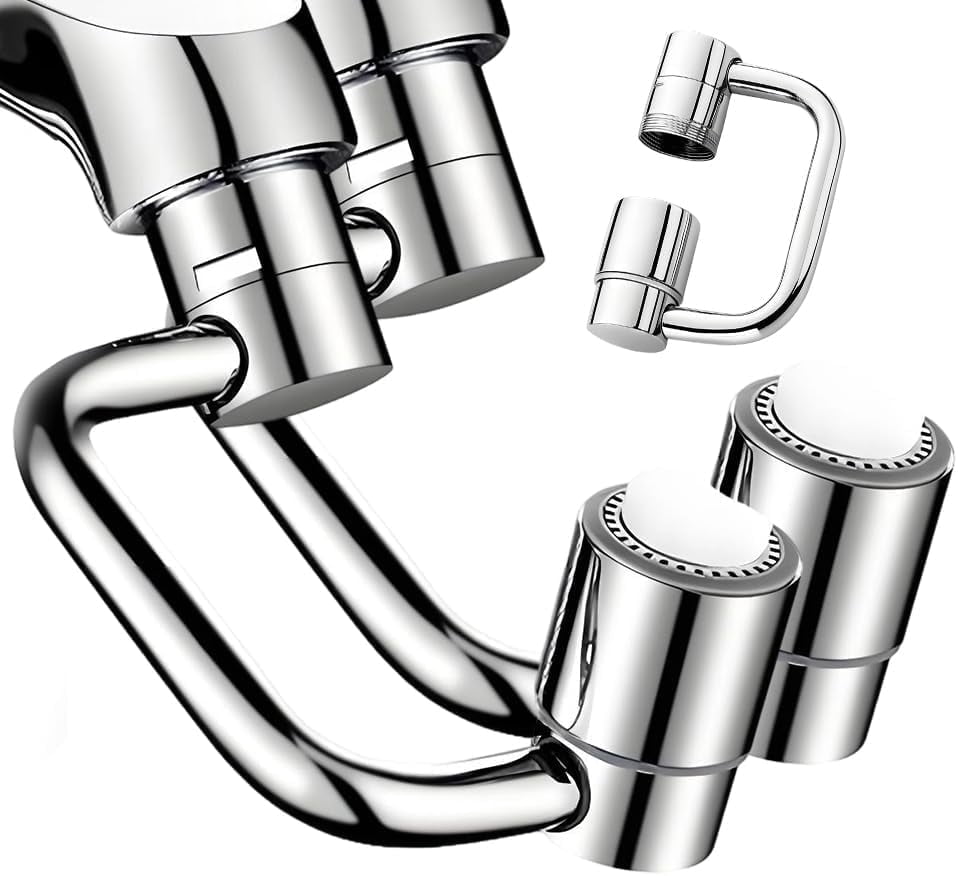 Rotatable Faucet Aerator Extension, 2026 New Universal Sink Faucet 1440° Rotatable Faucet Aerator Extension, U-Shaped Faucet Extender 360° Rotating Faucet Extender for Bathroom Sink/Kitchen 2Pcs