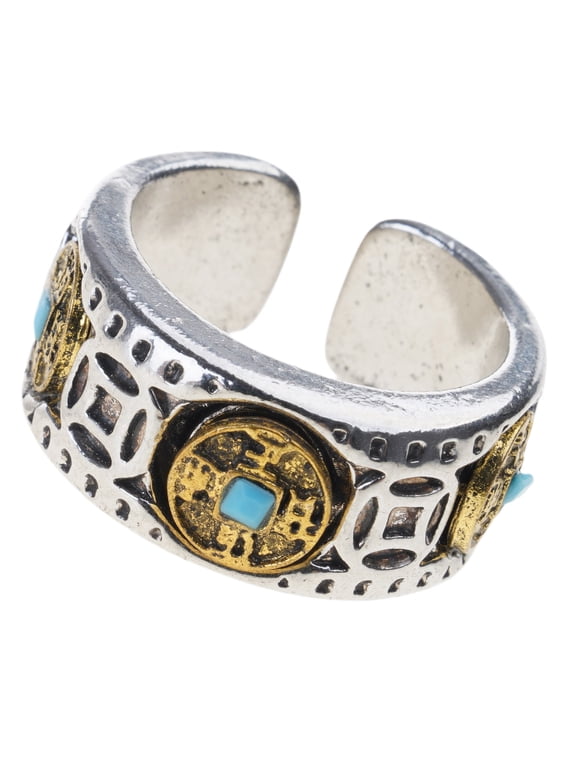 Rotatable Five Dynasties Coin Rings Open End Anxieties Reducer Sturdy Alloy Fidgets Rings For Concentration Enhancement