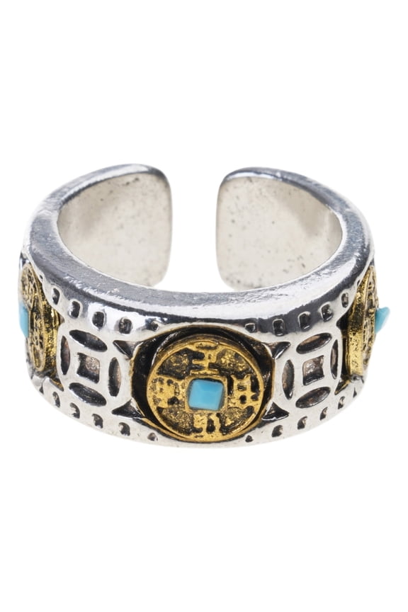 Rotatable Five Emperors Coin Ring Adjustable Anxiety Relief Jewelry Spinning Design