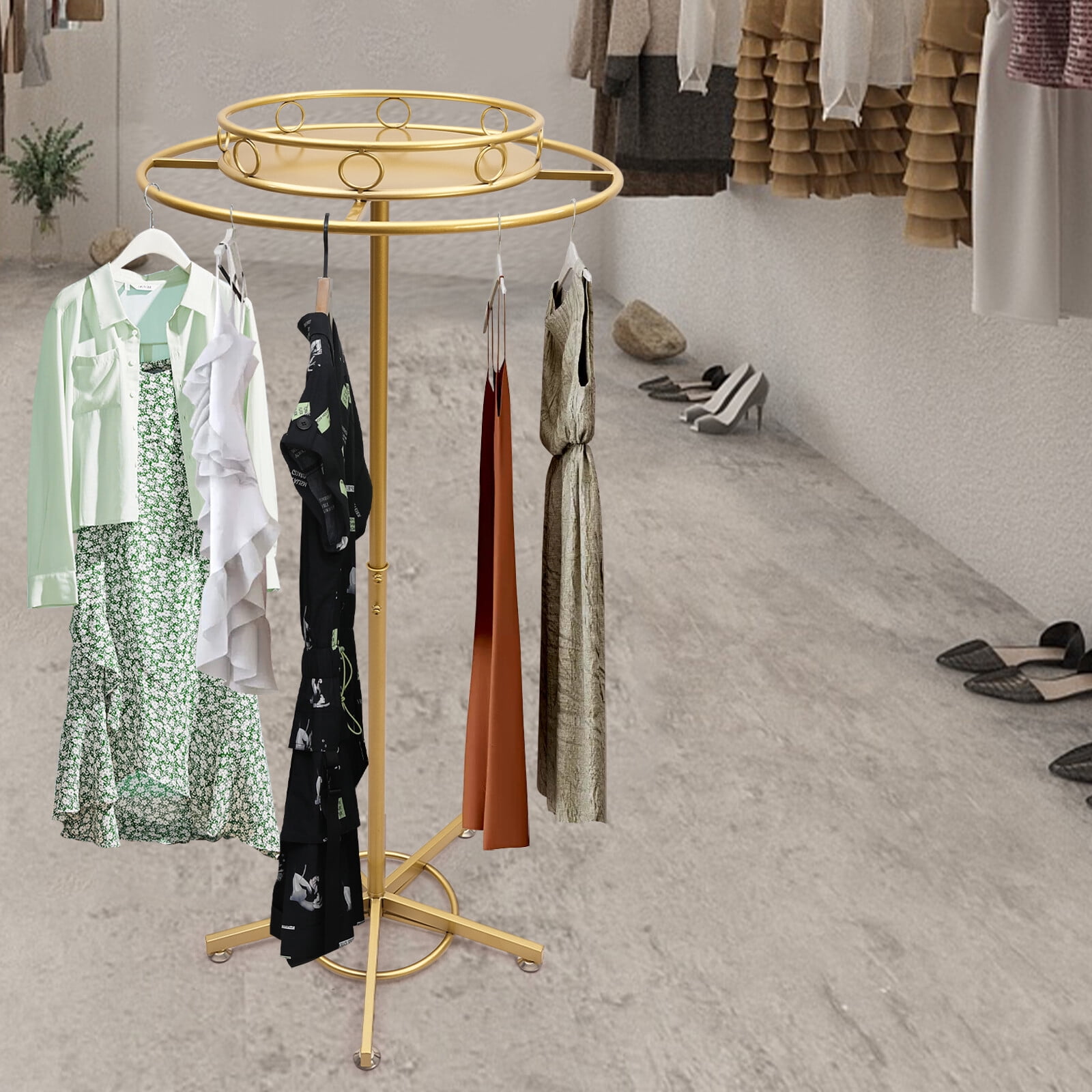 Appare Rack Modern Rotatable Gold Round Garment Rack Floor-Standing Display Hanging ...