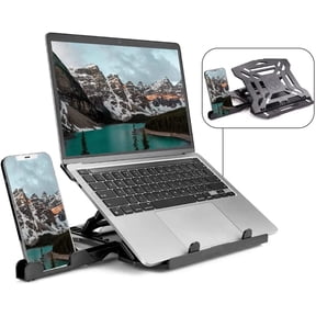 Rotatable Laptop Stand for 10-17" Laptops,Qzgyoool Adjustable Height Laptop Riser for Desk, Portable Computer Stands Swivel Laptop Support with Phone Stand, Notebook Mount Holder Macbook Air Pro Lift