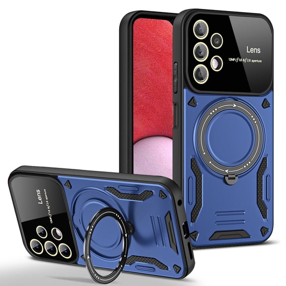 Rotatable Magnetic Ring Case for Samsung Galaxy A32 5G, Compatible with MagSafe with 360° Ring Kickstand Shockproof Dual Layer Protective Hybrid Cover Case for Samsung Galaxy A32 5G, Darkblue