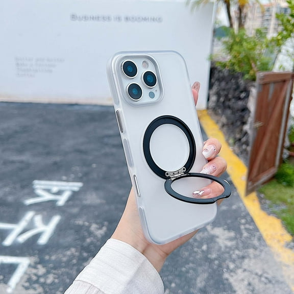 Rotatable Magnetic Ring Case for iPhone 15 Plus, Translucent Matte Phone Case with Stand Holder [Compatible with MagSafe], Military Shockproof Phone Case Cover for iPhone 15 Plus, Black