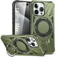 thumbnail image 1 of Rotatable Magnetic Ring Case for iPhone 15 Pro Max,Compatible with MagSafe with 360° Ring Stand Shockproof Phone Cover Case for iPhone 15 Pro Max Green, 1 of 6
