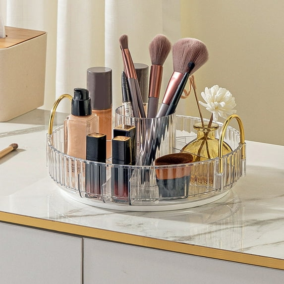 Rotatable Makeup Organizer with 360° Rotation, 3-Tier Cosmetic Storage Box for Lipstick Brushes & Skin Care Products, Desktop Dressing Table Organizer