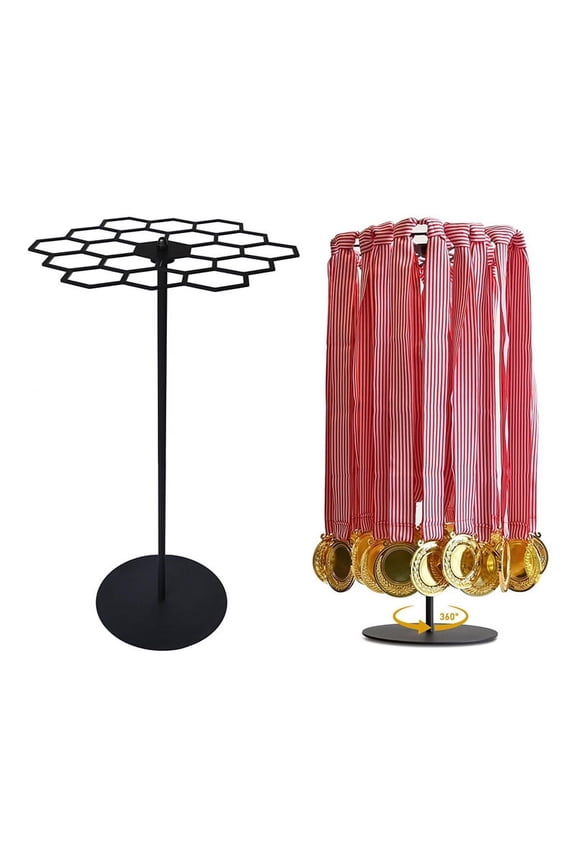 Rotatable Medal Hangers Display, Tabletop Holder Rack over 45+ Medals Capacity, Ideal for Sports Marathon