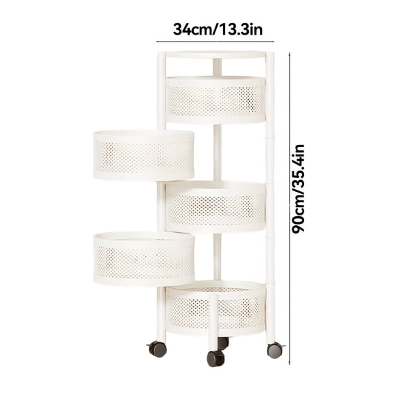 Rotatable Multi-Layer Circular Storage Rack, Mobile Cart, Floor-Standing Rotating Vegetable Basket, Practical Storage Rack, File Rack for Kitchen, Office, Bathroom, Living Room, Bedroom