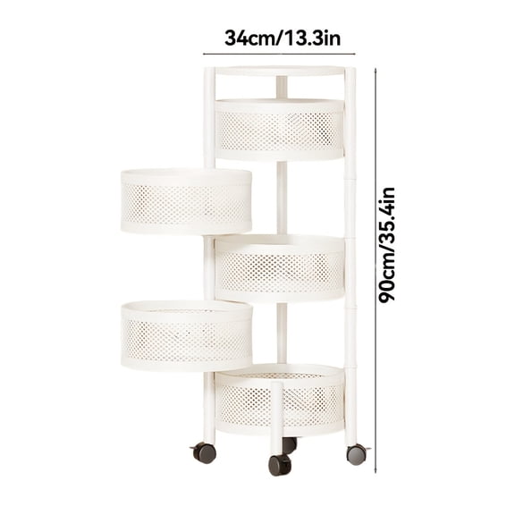 Rotatable Multi-Layer Circular Storage Rack, Mobile Cart, Floor-Standing Rotating Vegetable Basket, Practical Storage Rack, File Rack for Kitchen, Office, Bathroom, Living Room, Bedroom
