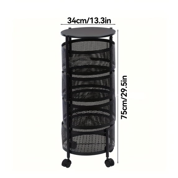 Rotatable Multi-Layer Circular Storage Rack, Mobile Cart, Floor-Standing Rotating Vegetable Basket, Practical Storage Rack, File Rack for Kitchen, Office, Bathroom, Living Room, Bedroom