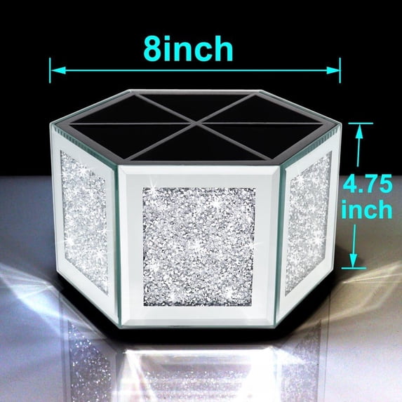 Rotatable Multifunctional Jewelry Utensil Holder - Hexagon Makeup Organizer with Mirror Decor