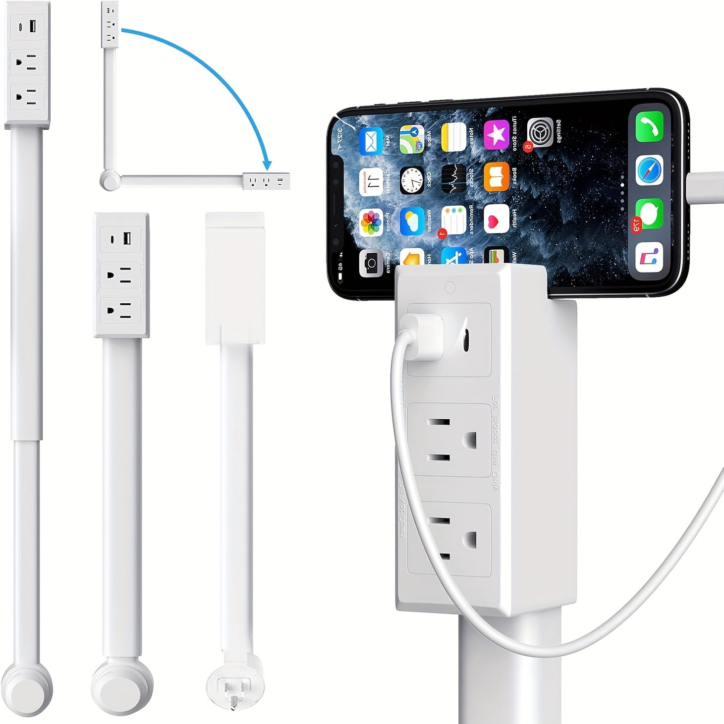 Rotatable Outlet Extender - 4-in-1 Wall Plug Extender - with Phone ...