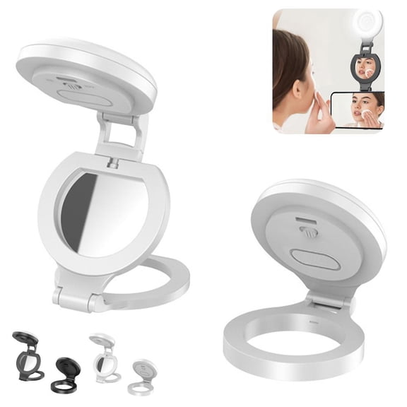 Rotatable Phone Light with Mirror, 3 Color Temperatures & Dimmable Brightness, Hands-Free for Selfies, Videos and Makeup Application