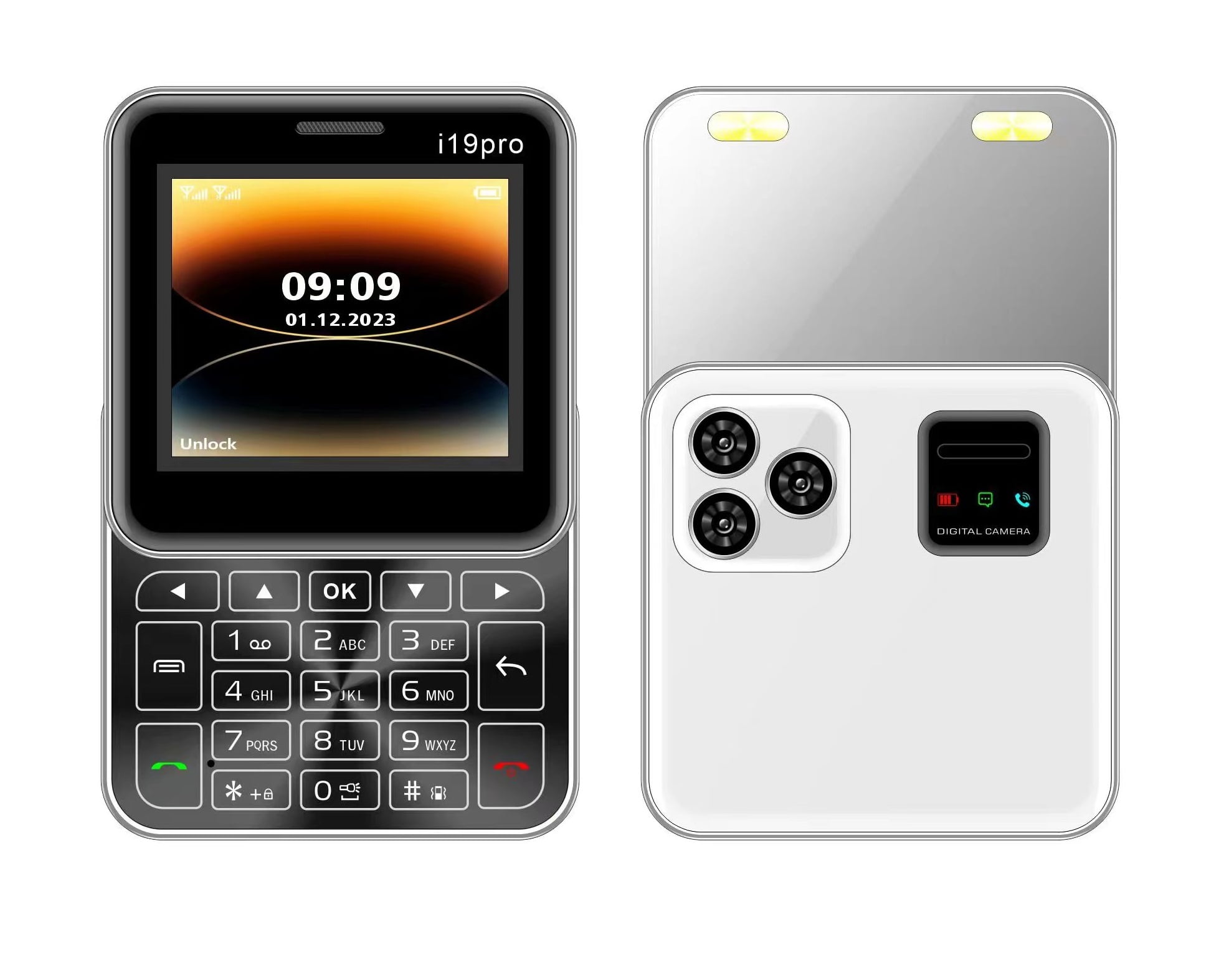 Rotatable Phone i19 Pro Mini Fold Mobile Phone Dual SIM Vibration