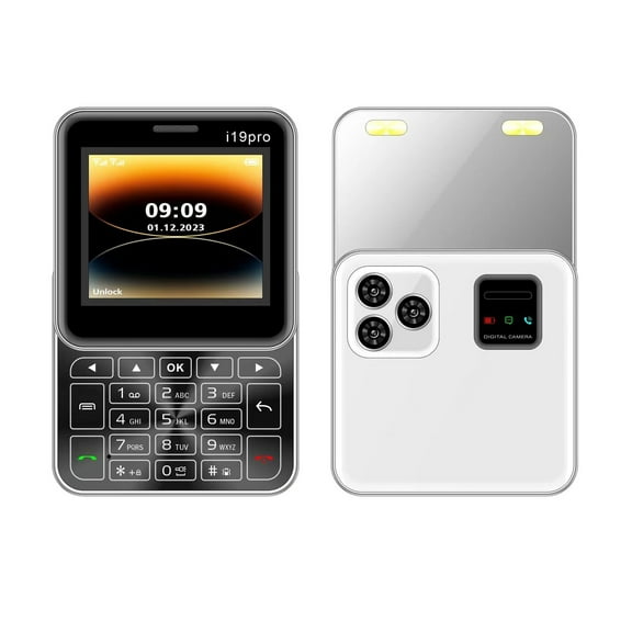 Rotatable Phone i19 Pro Mini Fold Mobile Phone Dual SIM Vibration Magic Voice Blacklist Speed Dial 2.4 inch Screen Square Phone