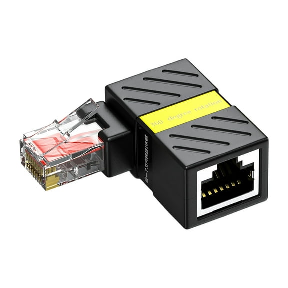 Rotatable RJ45 Ethernet Adapters RJ45 Male To Female Ethernet Adapter 90Degree Angled Cat6 Shielded RJ45 Extender