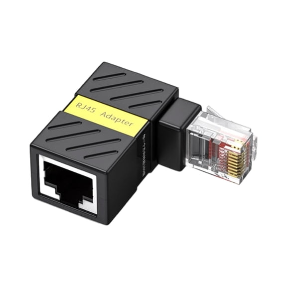 Rotatable Shielded Cat6 RJ45 Male to Female Ethernet Adapter, 90 Degree Angled Extender