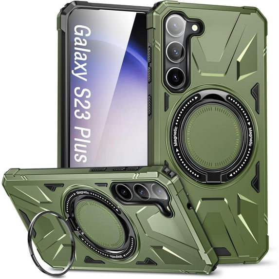 Rotatable Ring Case for Galaxy S23 Plus,Compatible with MagSafe with 360° Ring Stand Shockproof Phone Cover Case for Samsung Galaxy S23 Plus Green