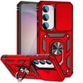 thumbnail image 1 of Rotatable Ring Holder Case for Samsung Galaxy S24 FE with 1 Pack Screen Protector, Military Grade Drop Protection Slide Camera Cover Anti-Scratch Stand Case Support Magnetic Car Mount, Red, 1 of 8