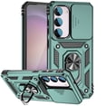 thumbnail image 1 of Rotatable Ring Holder Case for Samsung Galaxy S25+ with 1 Pack Screen Protector, Military Grade Drop Protection Slide Camera Cover Anti-Scratch Stand Case Support Magnetic Car Mount, Green, 1 of 8